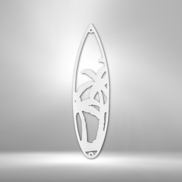 Surf Board Palm Trees Steel Sign Laser Cut Powder Coated Home & Office Metal Wal